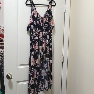 Band of Gypsies romper with cape/train. Size:L. Color: navy blue